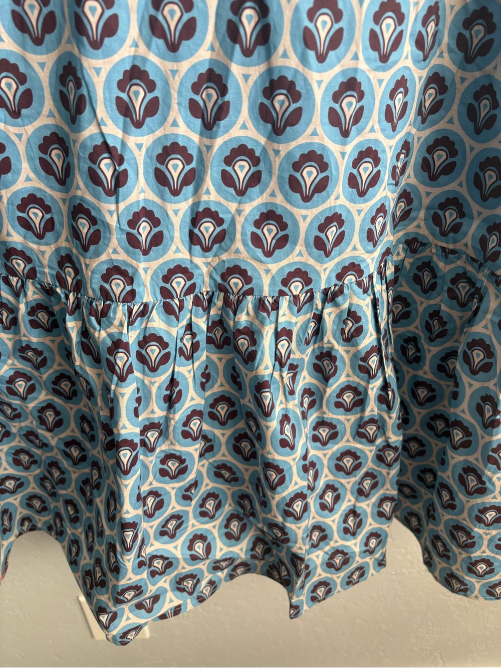 ❤️ NEW entro Light Blue Printed Midi Dress with Ruffle Hem - Picture 6 of 11